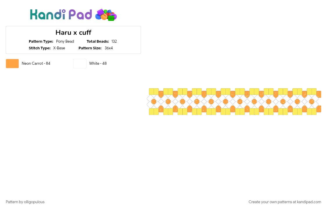 Haru x cuff - Pony Bead Pattern by olligopulous on Kandi Pad - 