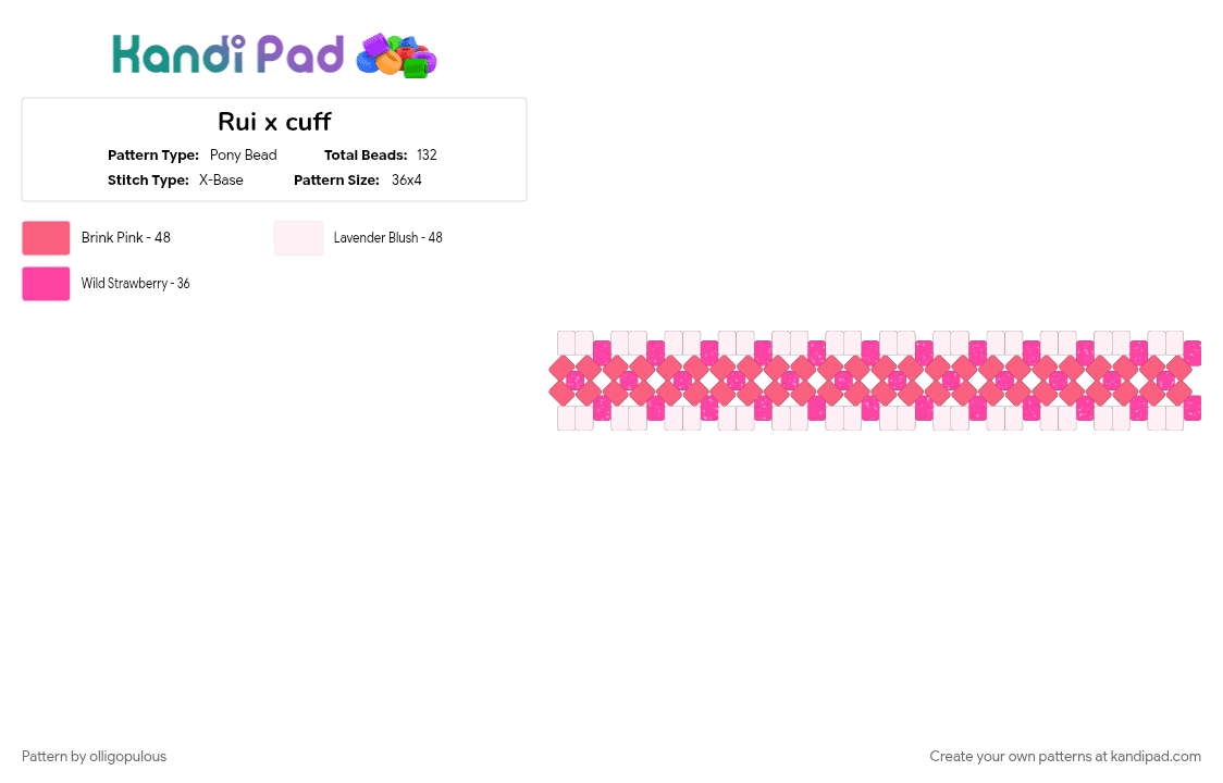 Rui x cuff - Pony Bead Pattern by olligopulous on Kandi Pad - kpop, pink, pride, red, rui, uxlxve, xlov