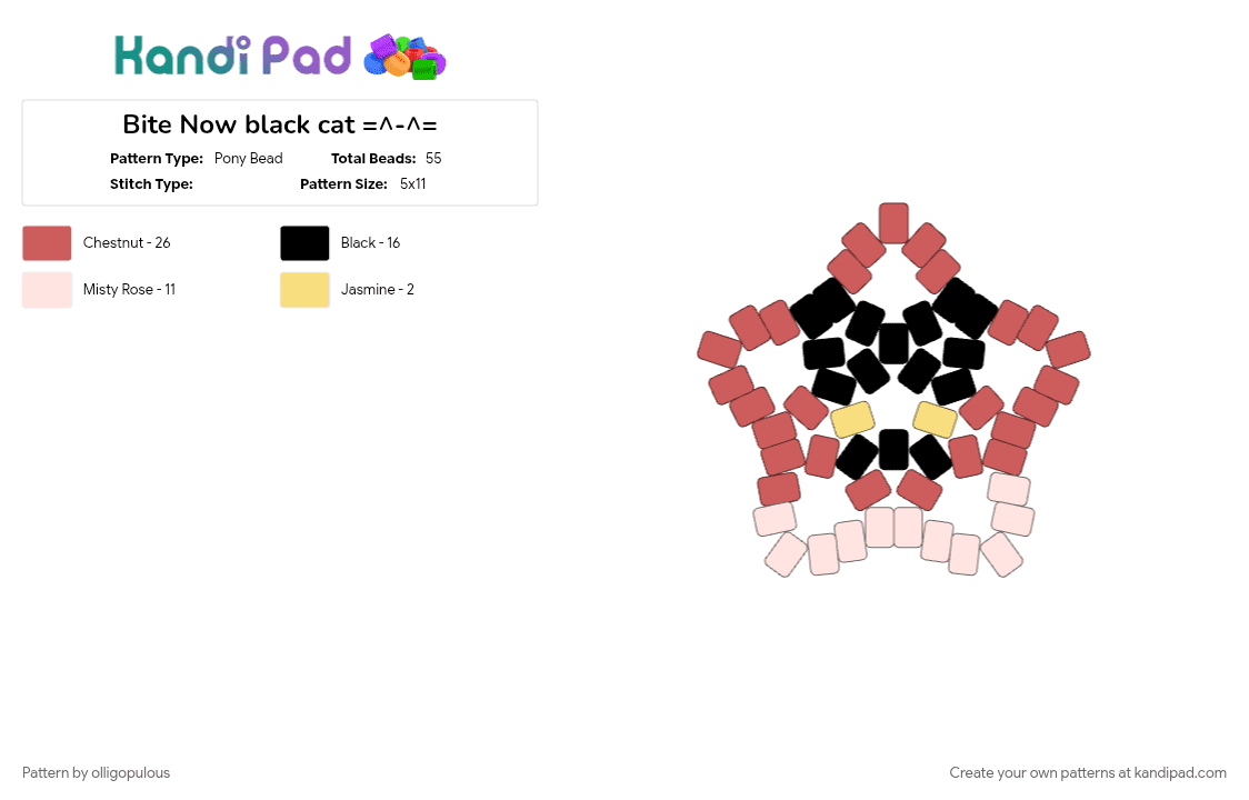 Bite Now black cat =^-^= - Pony Bead Pattern by olligopulous on Kandi Pad - bite now, kpop, meovv, red