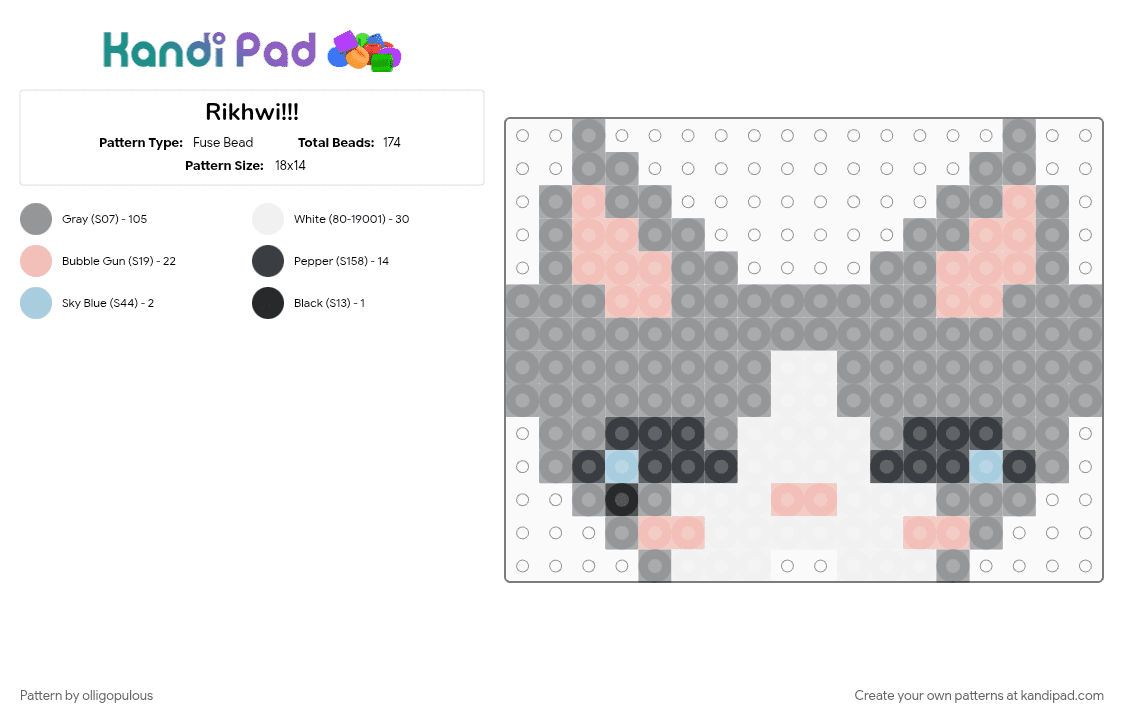 Rikhwi!!! - Fuse Bead Pattern by olligopulous on Kandi Pad - and2ble, gray, kpop, ndverse, ricky, rikhwi