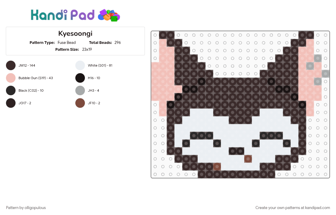 Kyesoongi - Fuse Bead Pattern by olligopulous on Kandi Pad - brown, characters, kickdoongs, kickflip, kpop, kyehoon, kyesoongi