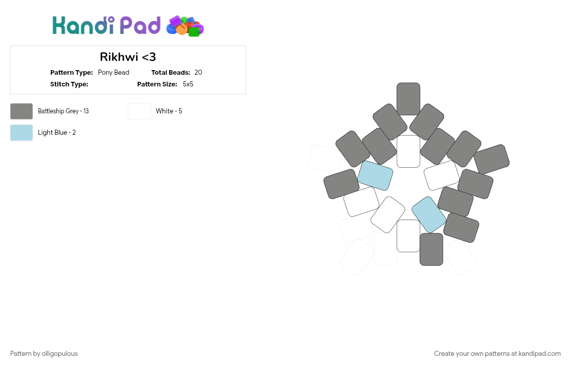 Rikhwi - Pony Bead Pattern by olligopulous on Kandi Pad - and2ble, cats, gray, kpop, ndverse, ricky, rikhwi