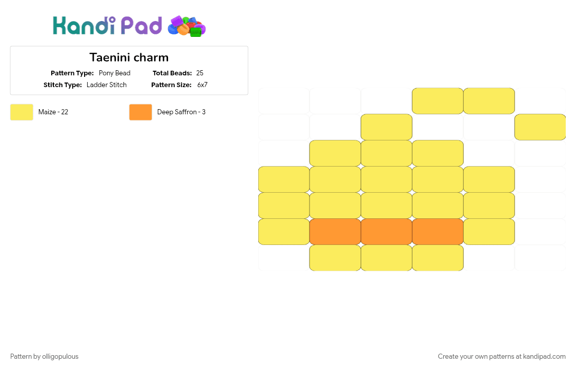 Taenini charm - Pony Bead Pattern by olligopulous on Kandi Pad - ducky, kpop, taenini, taerae, yellow, zb1, zerobaseone, zeroni