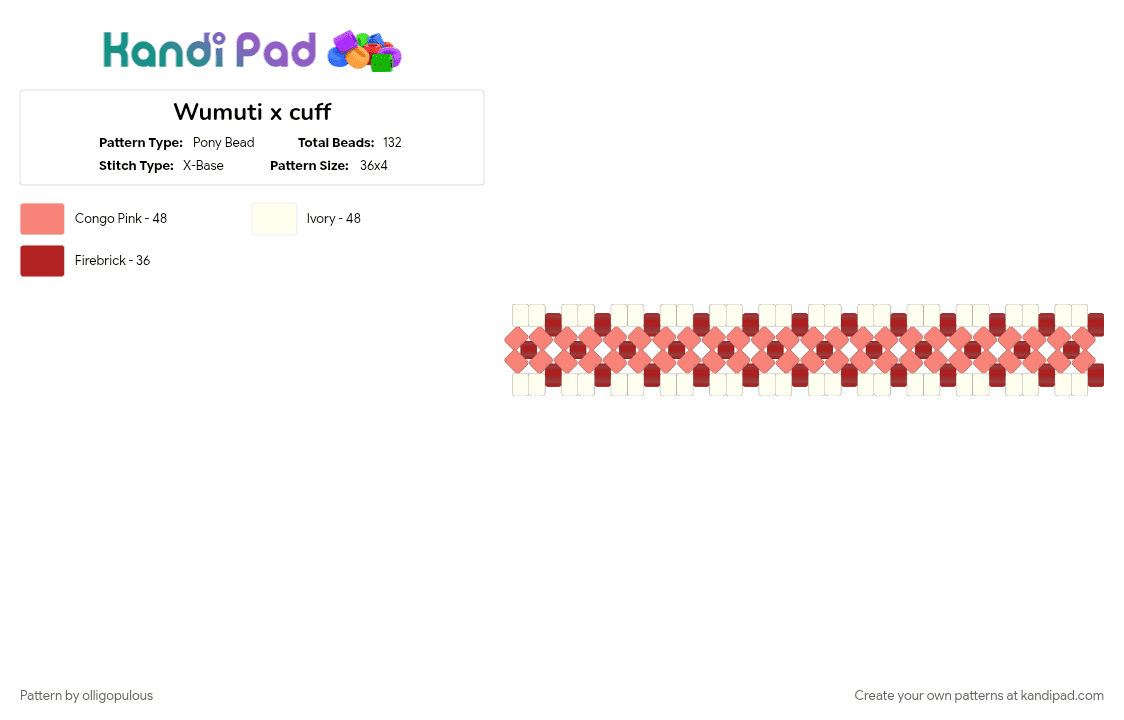 Wumuti x cuff - Pony Bead Pattern by olligopulous on Kandi Pad - kpop, orange, red, wumuti, xlov