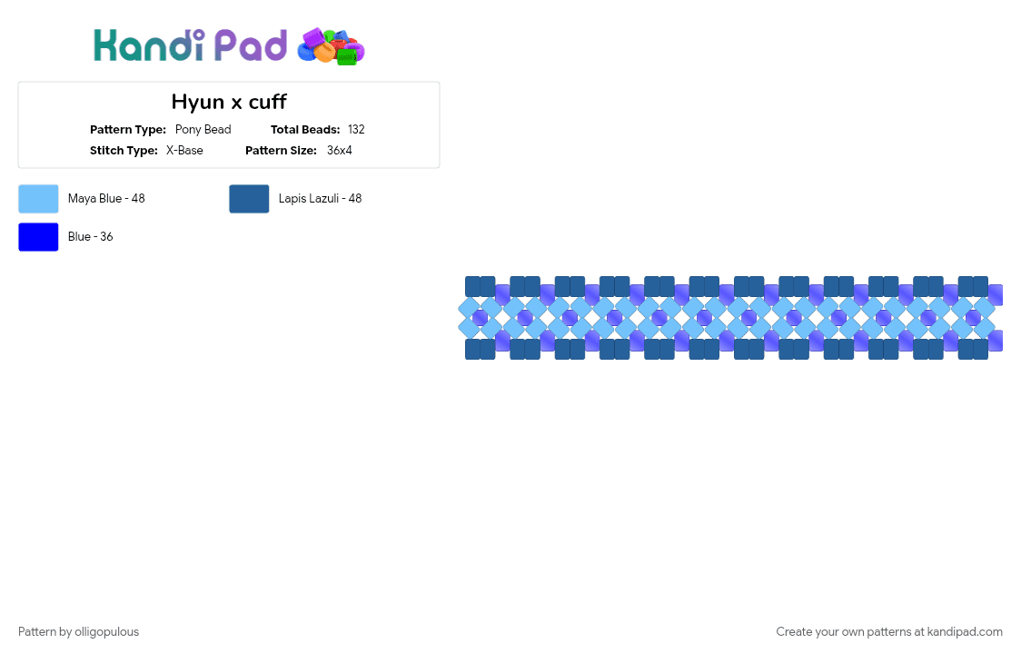 Hyun x cuff - Pony Bead Pattern by olligopulous on Kandi Pad - 
