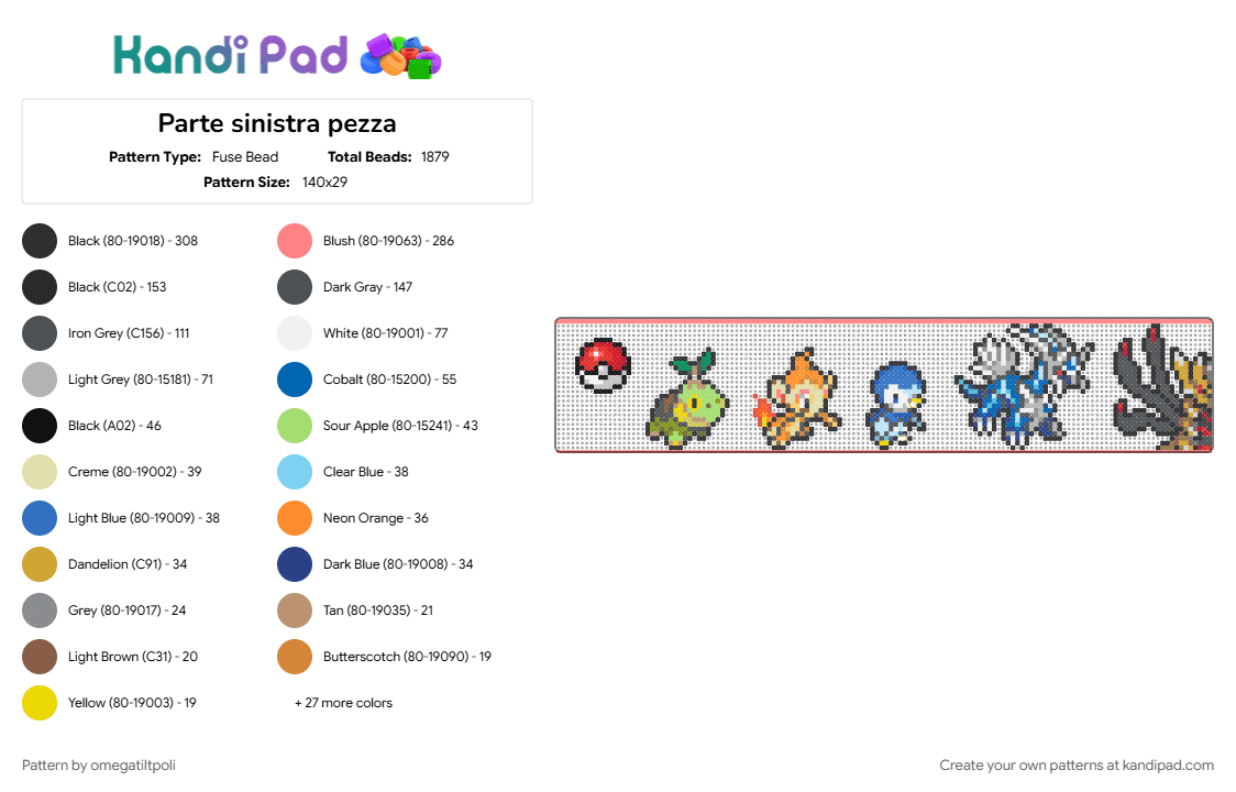 Parte sinistra pezza - Fuse Bead Pattern by omegatiltpoli on Kandi Pad - blue, colorful, gray, red