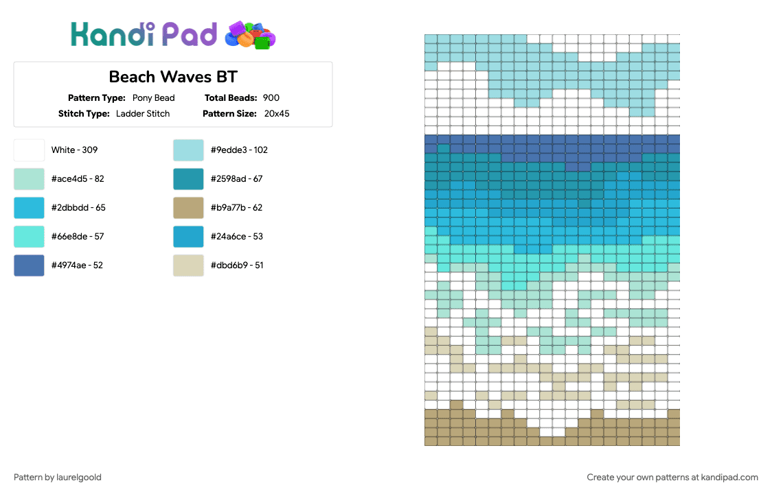 Beach Waves BT - Pony Bead Pattern by laurelgoold on Kandi Pad - 