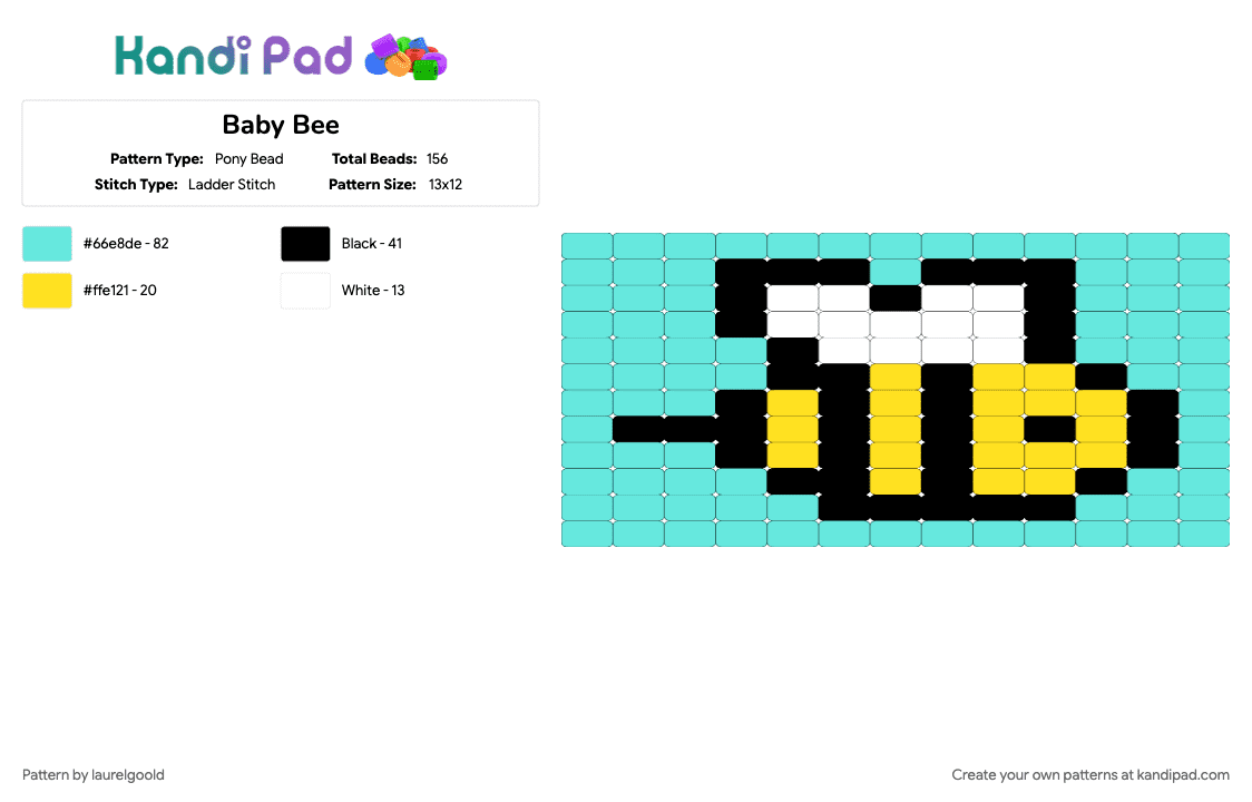 Baby Bee - Pony Bead Pattern by laurelgoold on Kandi Pad - light blue