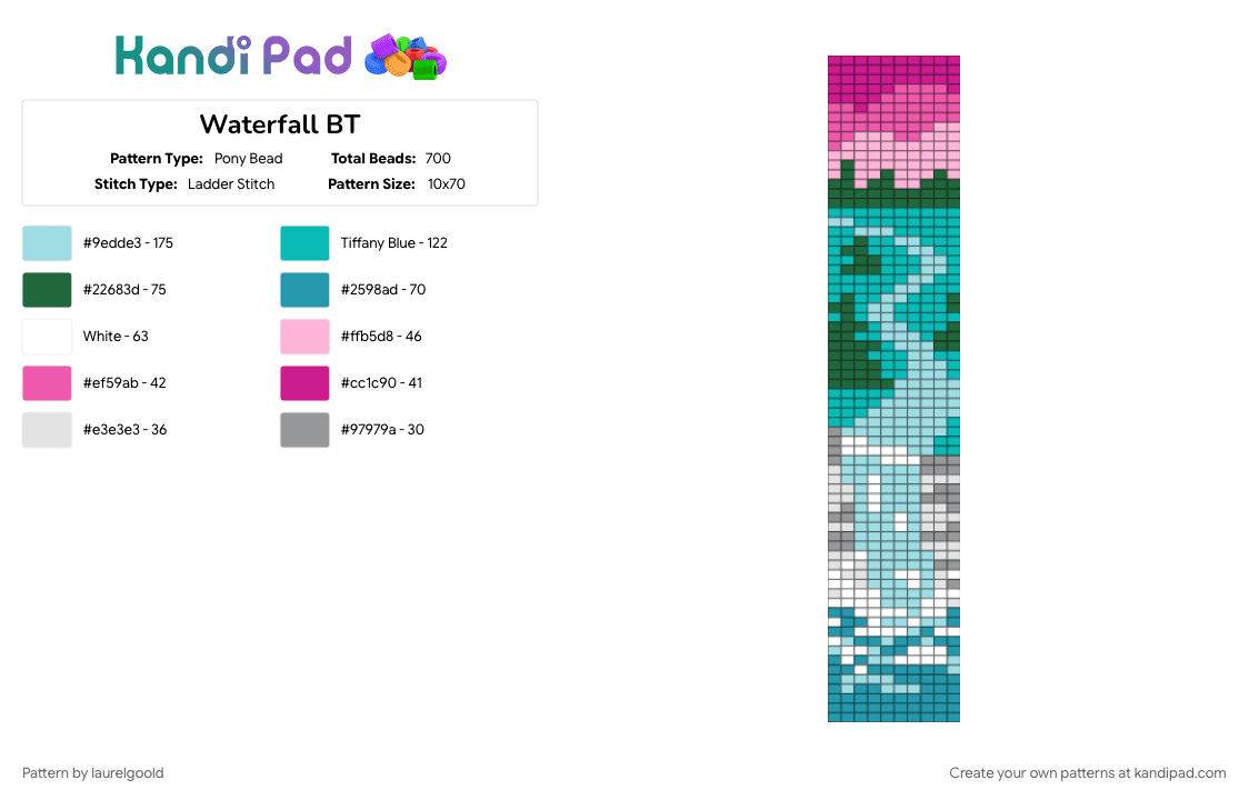 Waterfall BT - Pony Bead Pattern by laurelgoold on Kandi Pad - 