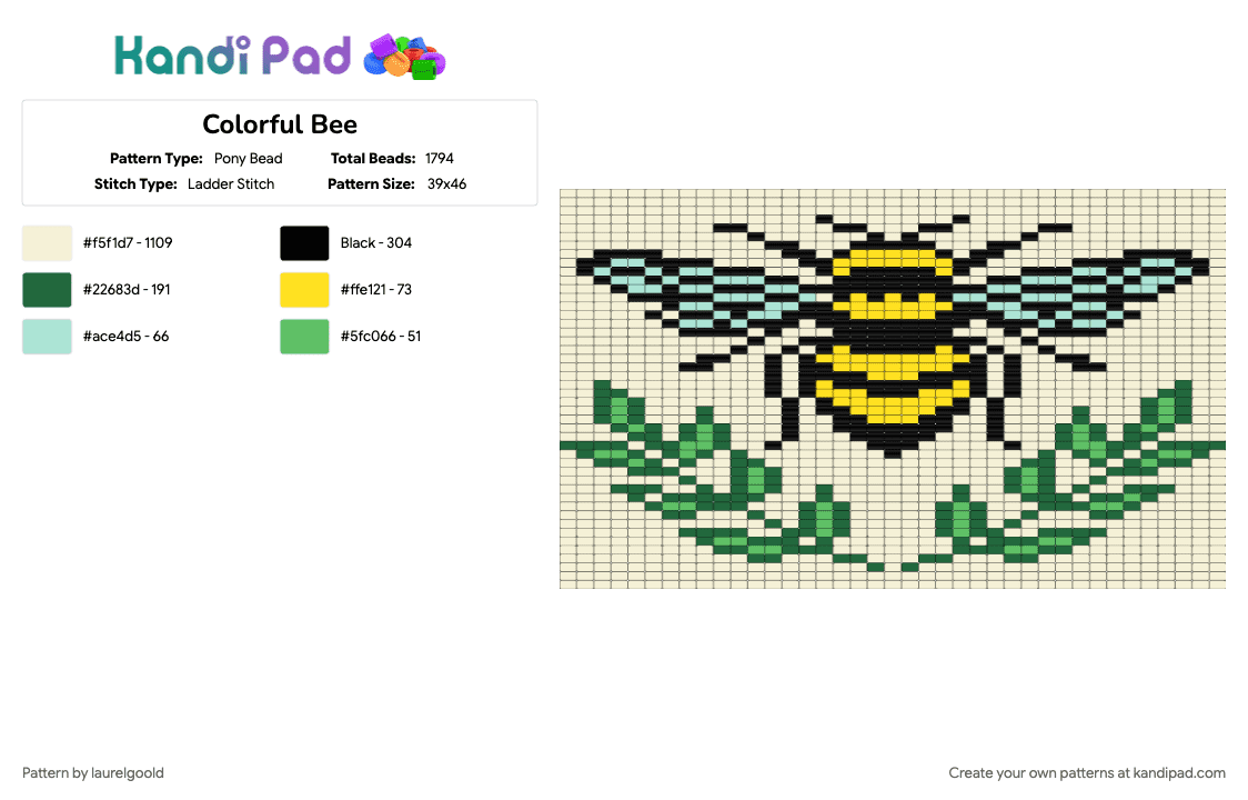 Colorful Bee - Pony Bead Pattern by laurelgoold on Kandi Pad - 
