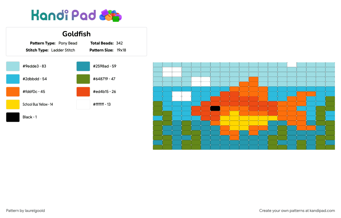 Goldfish - Pony Bead Pattern by laurelgoold on Kandi Pad - light blue, teal