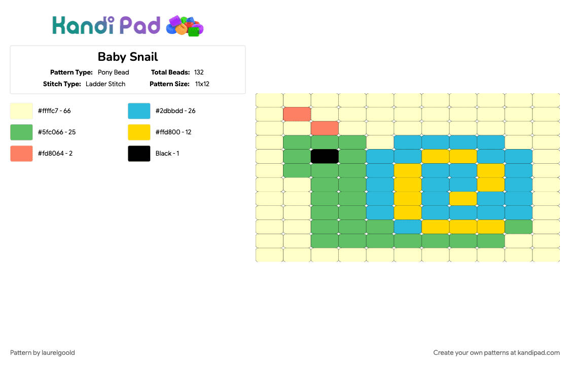 Baby Snail - Pony Bead Pattern by laurelgoold on Kandi Pad - 
