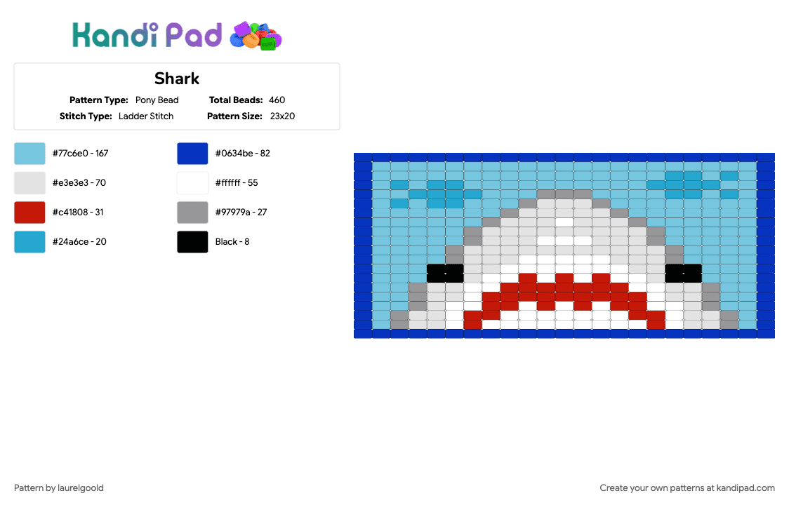 Shark - Pony Bead Pattern by laurelgoold on Kandi Pad - light blue, purple
