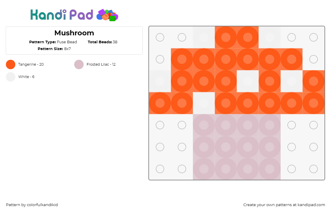 Mushroom - Fuse Bead Pattern by colorfulkandikid on Kandi Pad - mushroom,fungus,simple,nature,orange