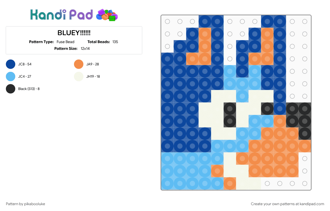 BLUEY!!!!!! - Fuse Bead Pattern by pikabooluke on Kandi Pad - blue