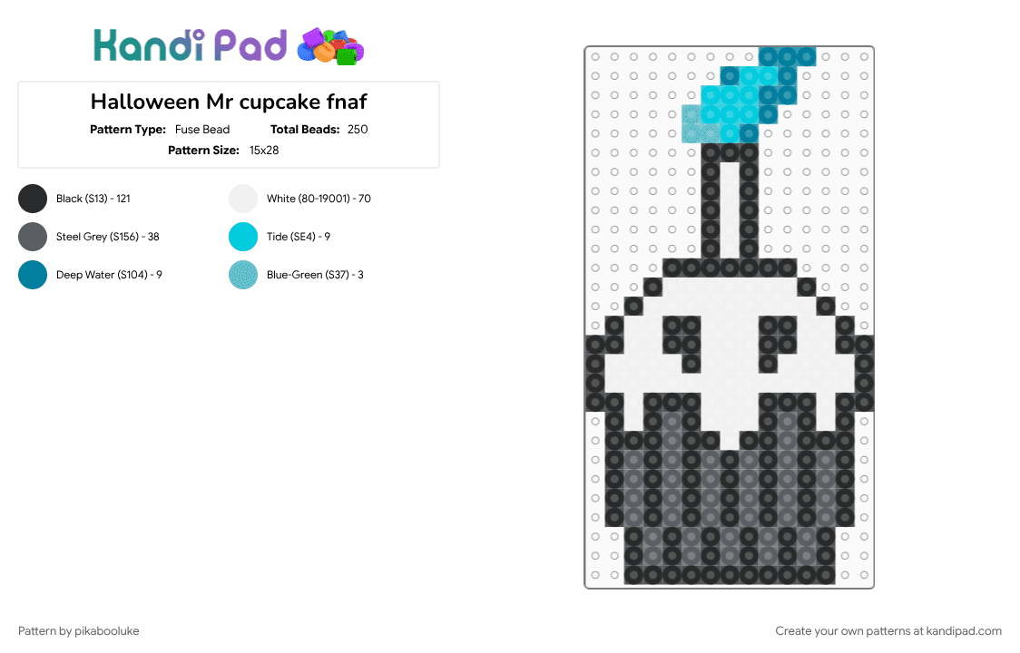 Halloween Mr cupcake fnaf - Fuse Bead Pattern by pikabooluke on Kandi Pad - gray, white