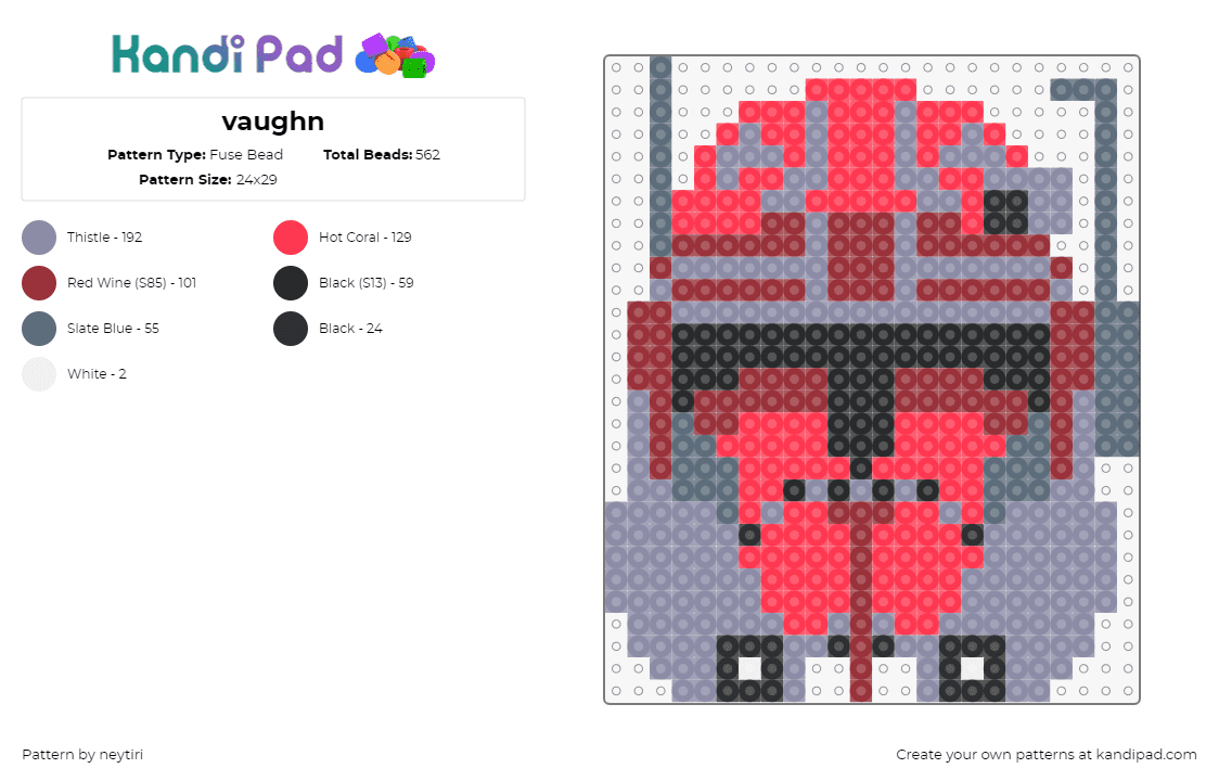 vaughn - Fuse Bead Pattern by neytiri on Kandi Pad - vaughn,jango fett,helmet,star wars,movie,scifi,red,gray