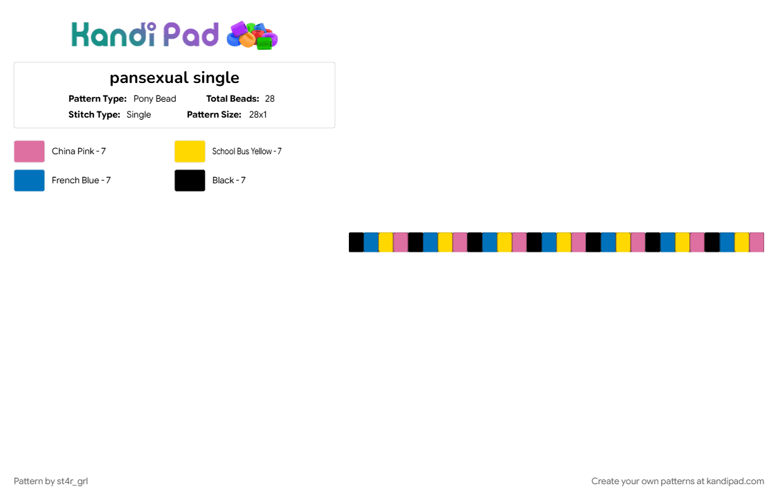 pansexual single - Pony Bead Pattern by st4r_grl on Kandi Pad - blue, pink, yellow