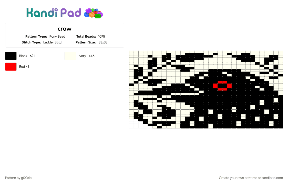 crow - Pony Bead Pattern by g00sie on Kandi Pad - white