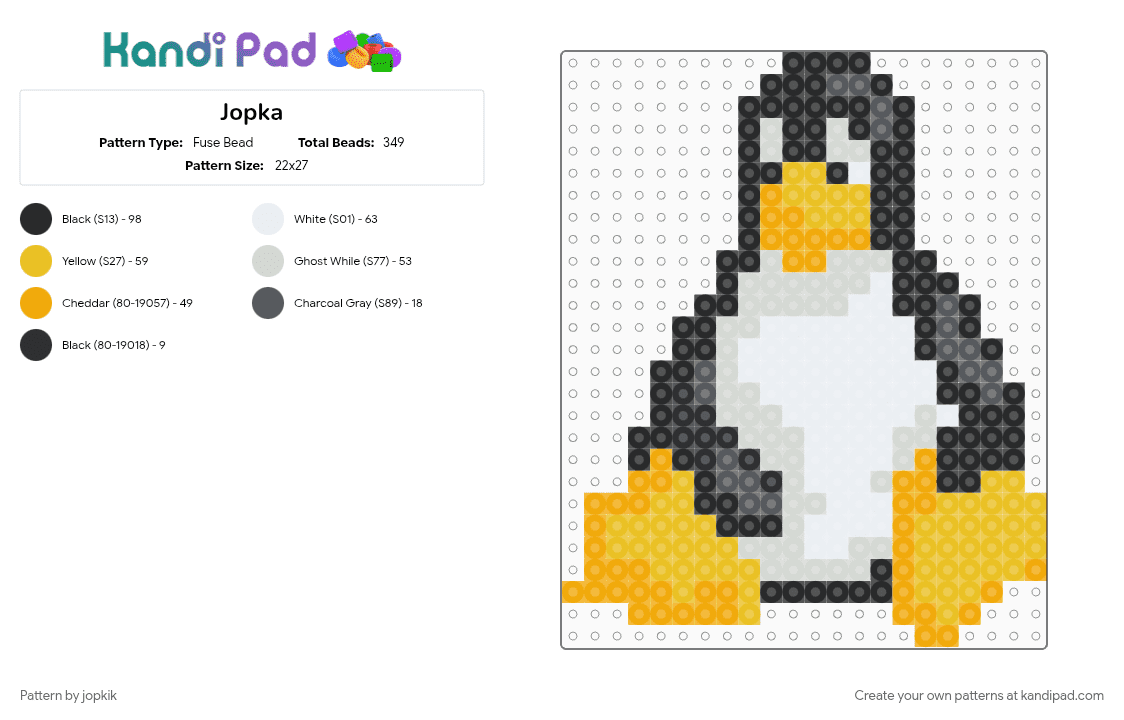 Jopka - Fuse Bead Pattern by jopkik on Kandi Pad - orange, yellow