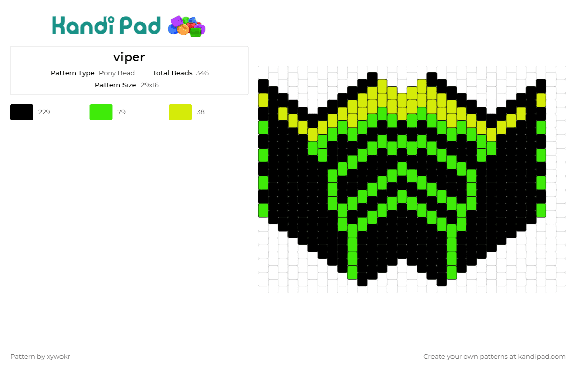 viper - Pony Bead Pattern by xywokr on Kandi Pad - viper,mask,snake,valorant,video games,clothing,clothes