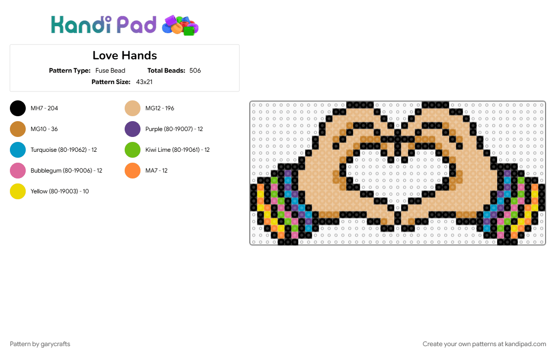 Love Hands (2.6mm beads) - Fuse Bead Pattern by garycrafts on Kandi Pad - beige, orange