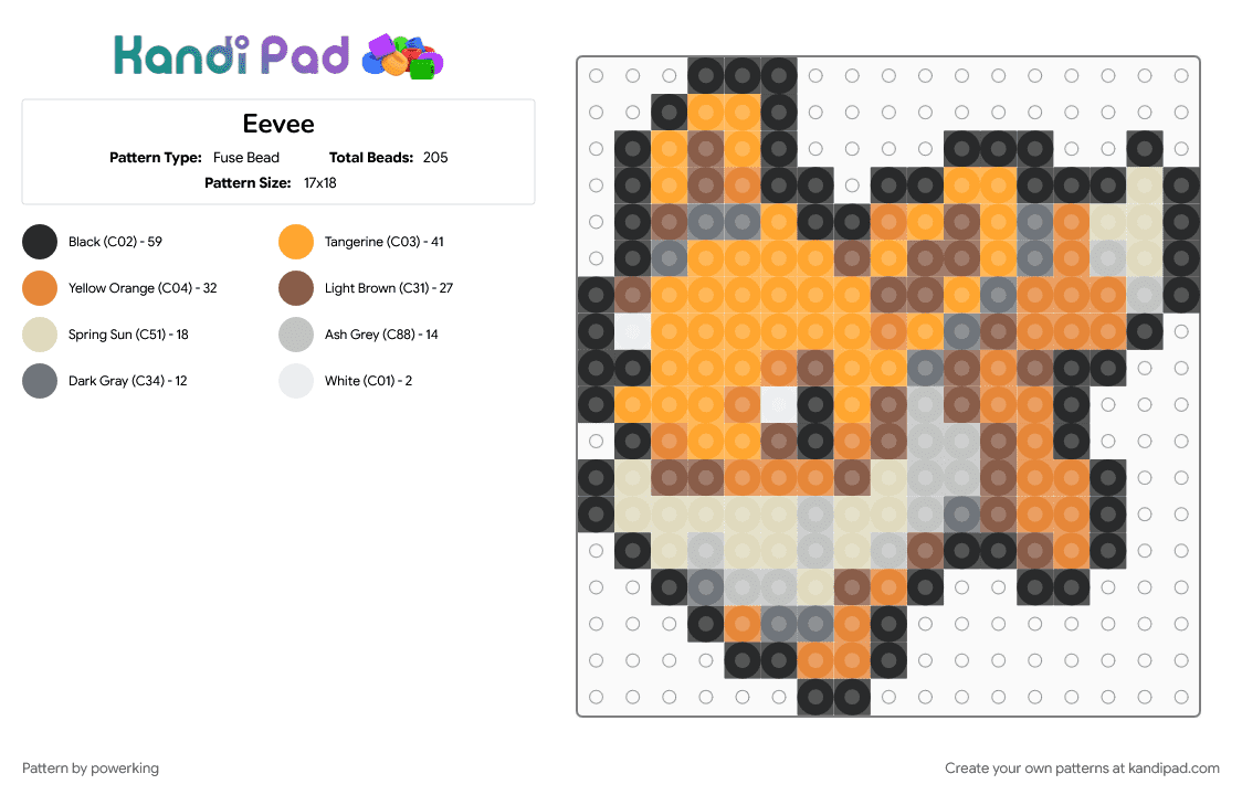Eevee - Fuse Bead Pattern by powerking on Kandi Pad - orange