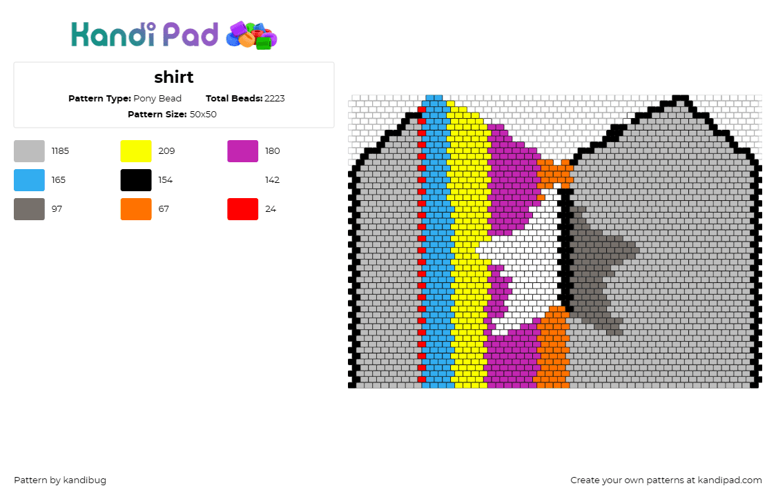 shirt - Pony Bead Pattern by kandibug on Kandi Pad - shirt,star,clothing,clothes,stripes,outfit