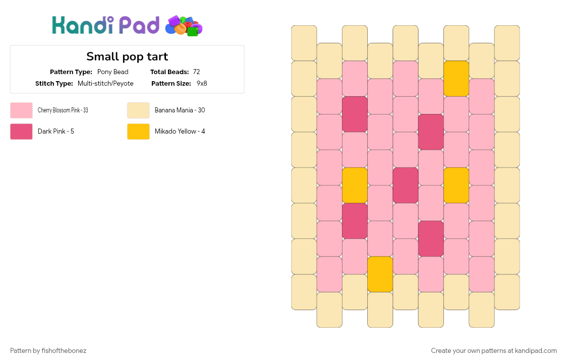 Small pop tart - Pony Bead Pattern by fishofthebonez on Kandi Pad - beige, pink