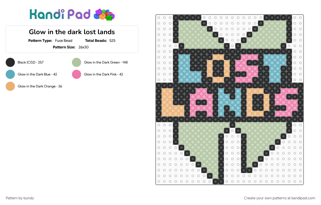 Glow in the dark lost lands - Fuse Bead Pattern by bundy on Kandi Pad - beige