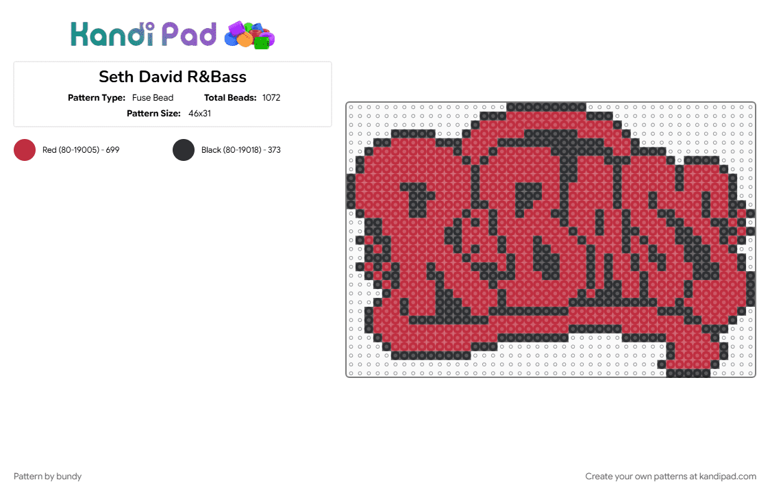 Seth David R&Bass - Fuse Bead Pattern by bundy on Kandi Pad - black, red