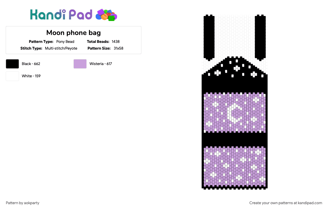 Moon phone bag - Pony Bead Pattern by aokparty on Kandi Pad - bag, celestial, moon, pink, stars