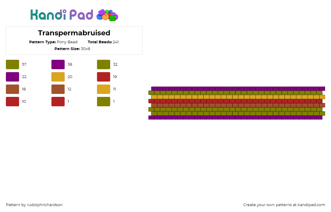 Transpermabruised - Pony Bead Pattern by rudolphrichardson on Kandi Pad - dark,cuff