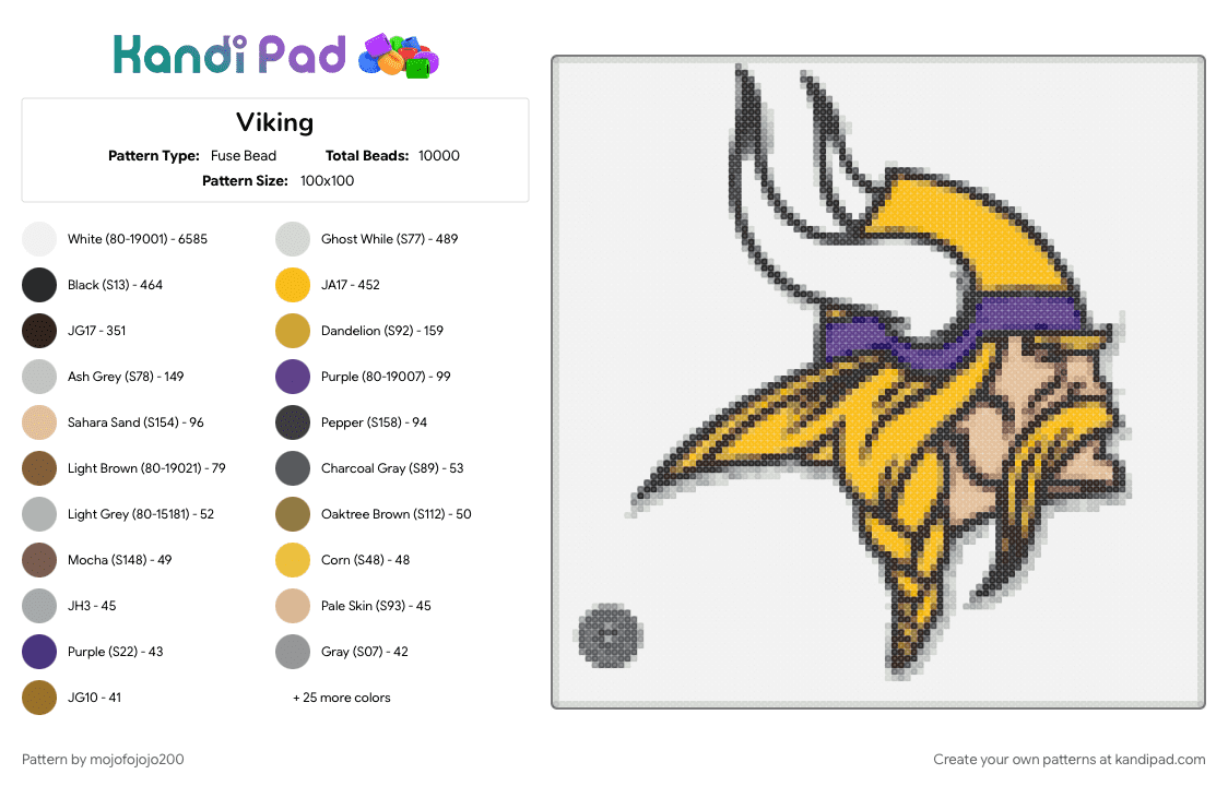 Viking - Fuse Bead Pattern by mojofojojo200 on Kandi Pad - 