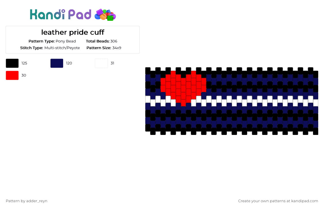 leather pride cuff - Pony Bead Pattern by adder_reyn on Kandi Pad - easy, pride, purple