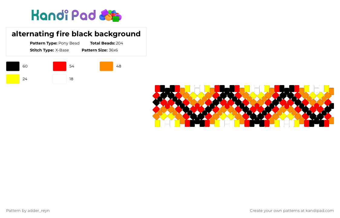 alternating fire black background - Pony Bead Pattern by adder_reyn on Kandi Pad - orange,red