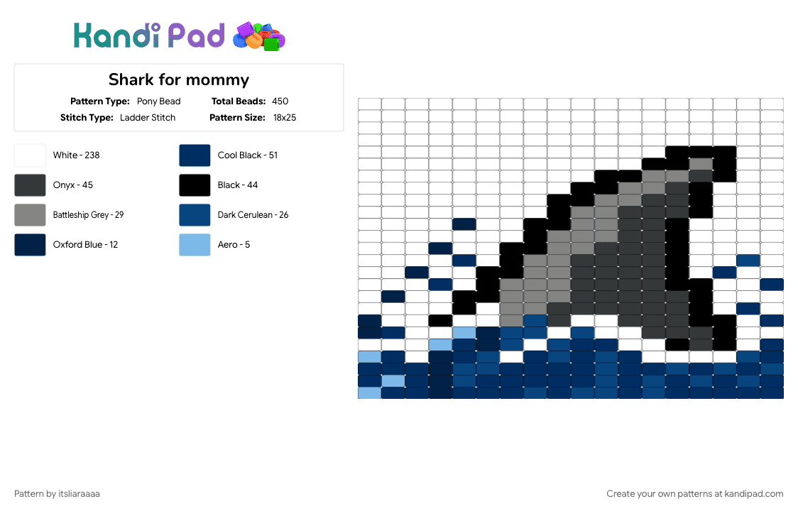 Shark for mommy - Pony Bead Pattern by itsliaraaaa on Kandi Pad - blue, white
