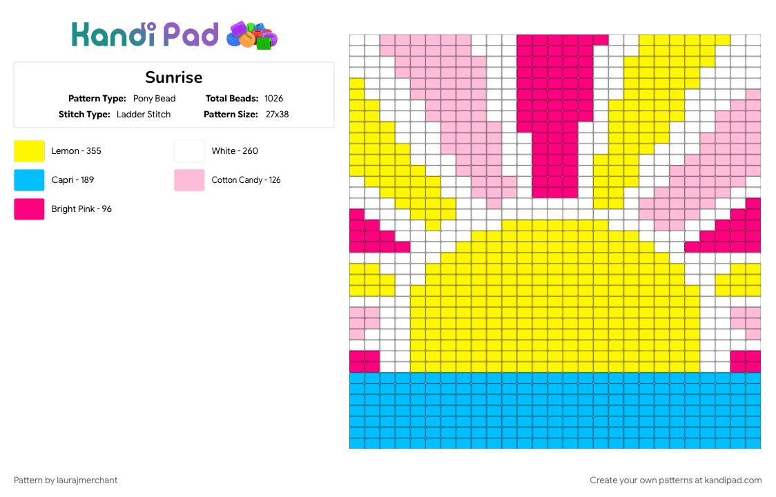 Sunrise - Pony Bead Pattern by laurajmerchant on Kandi Pad - yellow