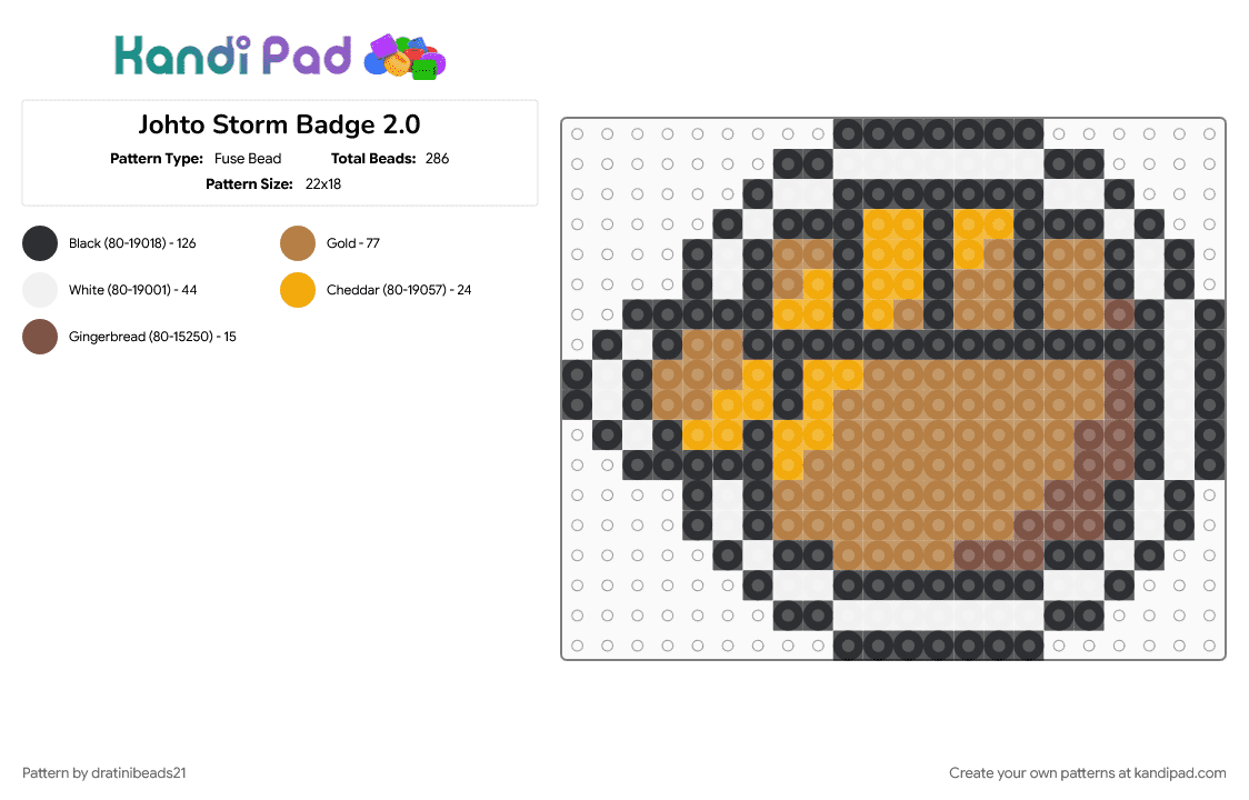 Johto Storm Badge 2.0 - Fuse Bead Pattern by dratinibeads21 on Kandi Pad - tan