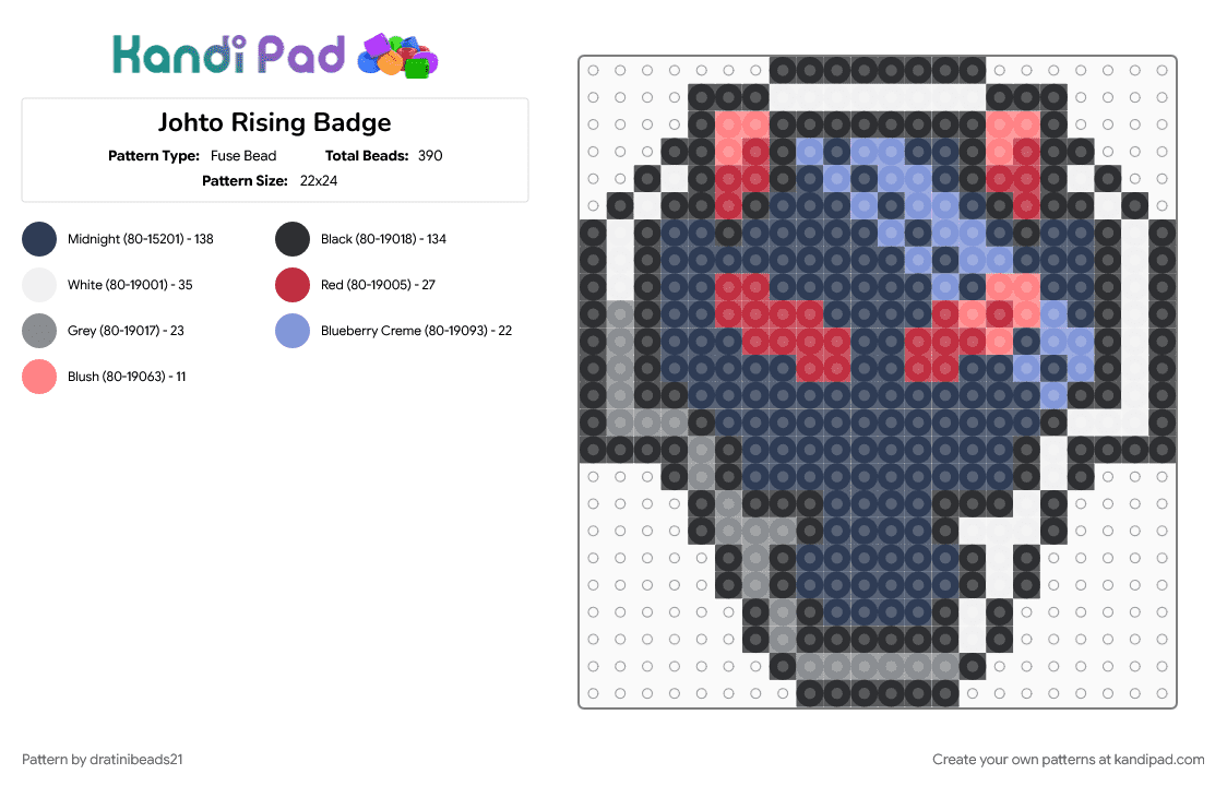 Johto Rising Badge - Fuse Bead Pattern by dratinibeads21 on Kandi Pad - gaming, gym badge, johto, pokemon, purple