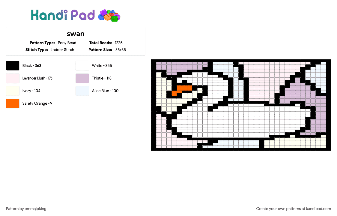 swan - Pony Bead Pattern by emmajpking on Kandi Pad - pink, white