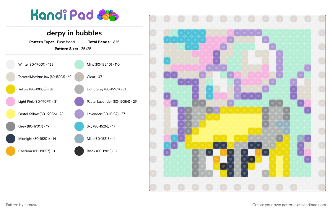derpy in bubbles - Fuse Bead Pattern by tstcuvu on Kandi Pad - 