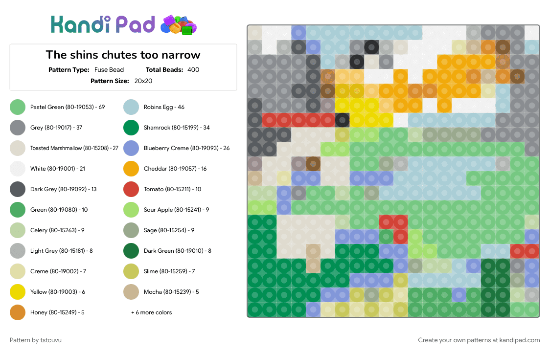 The shins chutes too narrow - Fuse Bead Pattern by tstcuvu on Kandi Pad - 