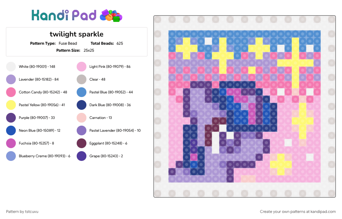 twilight sparkle - Fuse Bead Pattern by tstcuvu on Kandi Pad - pink