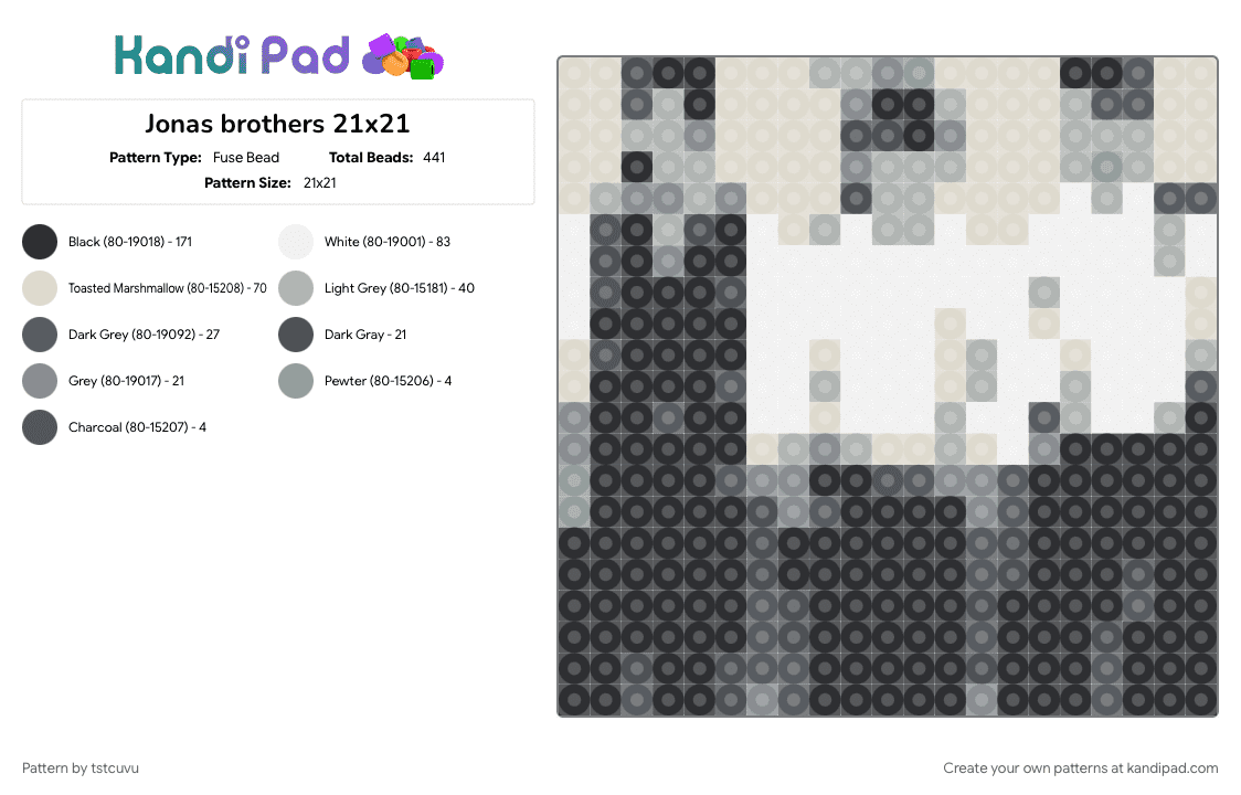Jonas brothers 21x21 - Fuse Bead Pattern by tstcuvu on Kandi Pad - 