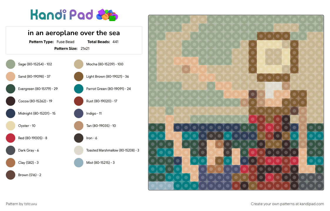 in an aeroplane over the sea - Fuse Bead Pattern by tstcuvu on Kandi Pad - 