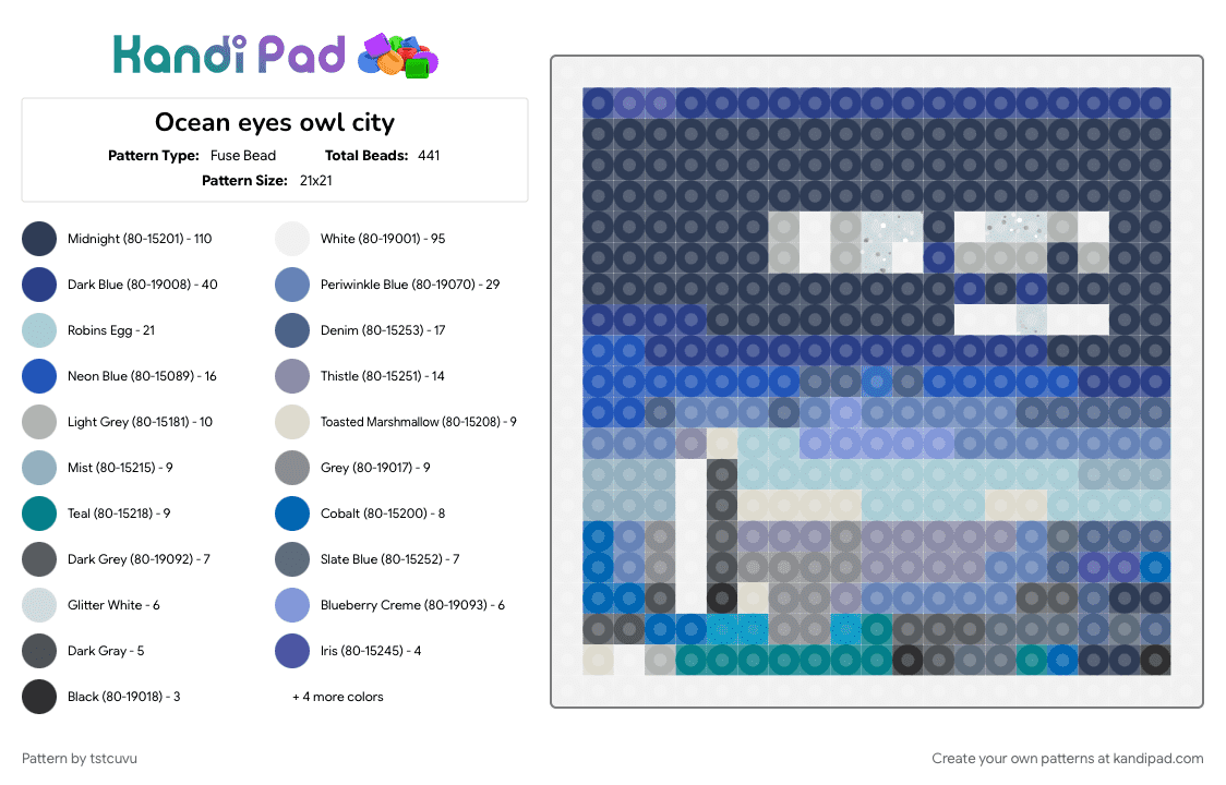 Ocean eyes owl city - Fuse Bead Pattern by tstcuvu on Kandi Pad - blue, gray, purple