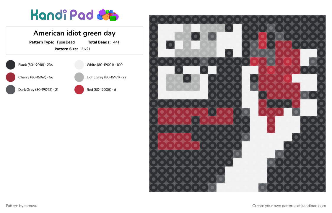 American idiot green day - Fuse Bead Pattern by tstcuvu on Kandi Pad - 