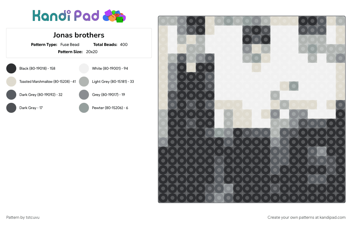 Jonas brothers - Fuse Bead Pattern by tstcuvu on Kandi Pad - 