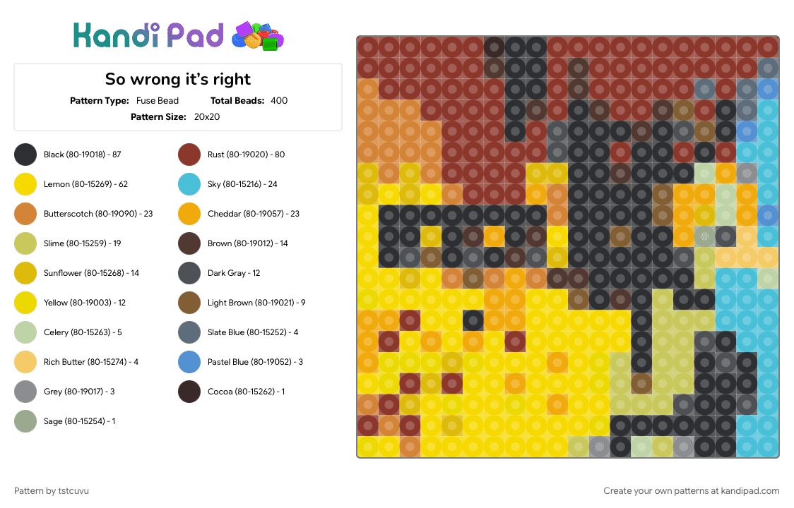So wrong it’s right - Fuse Bead Pattern by tstcuvu on Kandi Pad - 